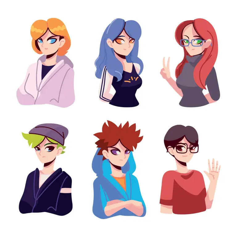 Beragam Karakter Anime Ilustrasi beragam karakter anime