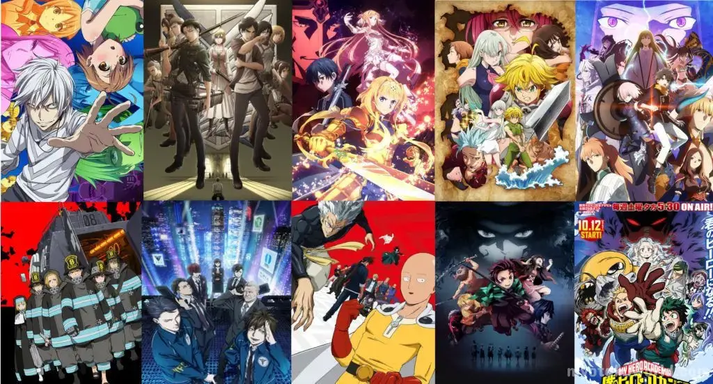 Rekomendasi Anime Action 2019 Poster beberapa anime action terbaik tahun 2019
