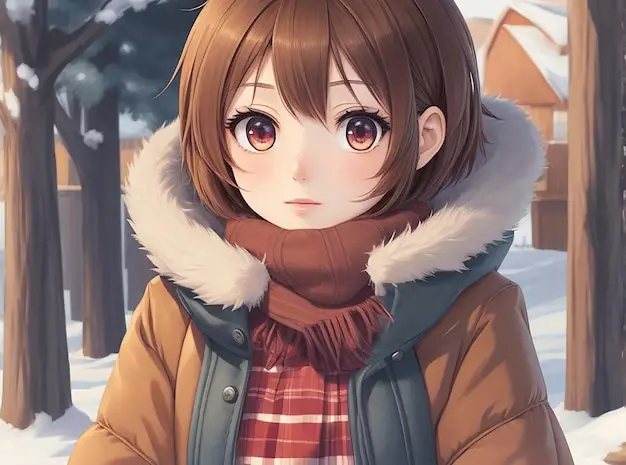 Karakter Anime dengan Pakaian Musim Dingin Gambar karakter anime dengan pakaian musim dingin
