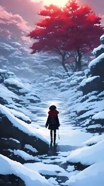 Pemandangan Musim Dingin Anime Gambar pemandangan musim dingin anime