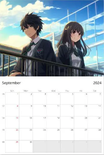 Jadwal Rilis Anime April 2024 Kalender digital yang menampilkan jadwal rilis anime pada bulan April 2024.