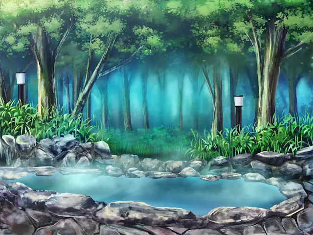 Suasana Semarak Anime Musim Semi Gambar pemandangan musim semi yang indah dalam gaya anime