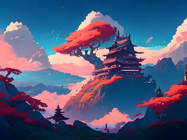 Pemandangan Anime Fantasi Gambar pemandangan anime fantasi