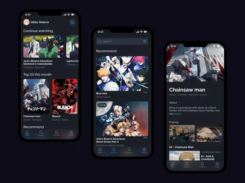 Aplikasi Streaming Anime Gambar antarmuka aplikasi streaming anime