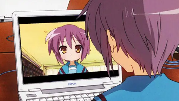 Menantikan Anime Terbaru Bulan April Gambar para karakter anime sedang menonton TV dengan ekspresi antusias