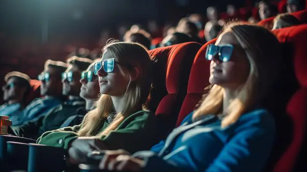 Suasana menonton anime di bioskop Orang-orang menonton film anime di bioskop