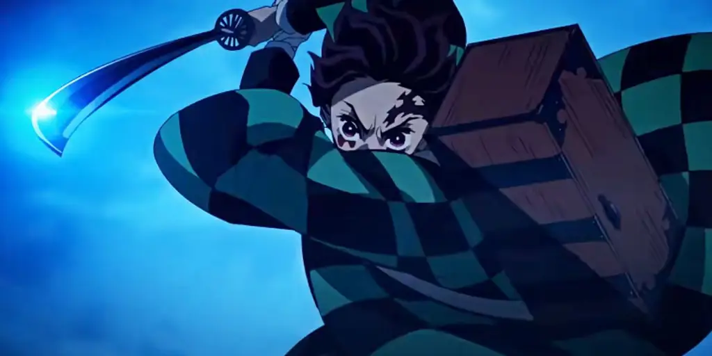 Poster promosi yang menampilkan visual dari karakter utama dan latar cerita Swordsmith Village Arc Gambar promosi Kimetsu no Yaiba Season 3