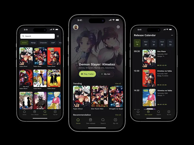 Platform Streaming Anime Gambar antarmuka layanan streaming anime dengan berbagai judul anime