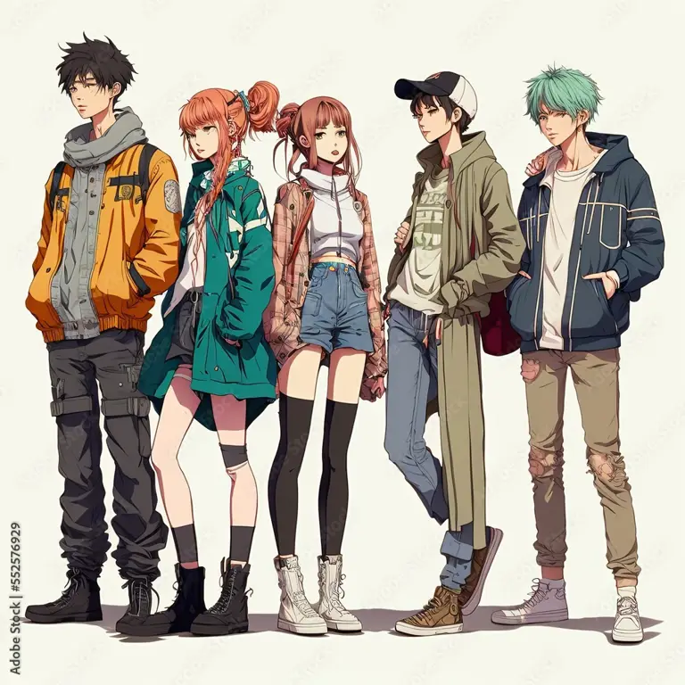 Menonton Anime Bersama Teman Gambar sekelompok teman menonton anime bersama-sama