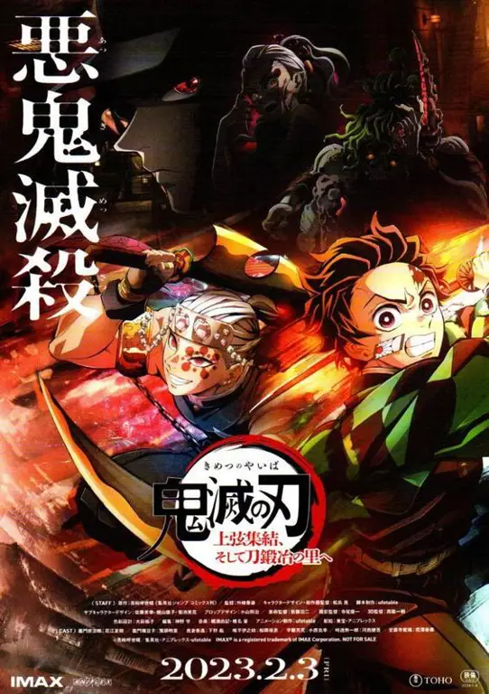 Arc Desa Penempa Pedang Gambar yang menggambarkan Arc Desa Penempa Pedang di Kimetsu no Yaiba.