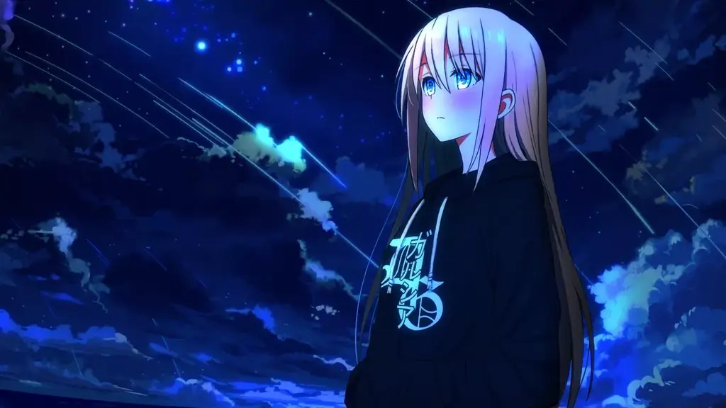 Menonton Anime Secara Online Gambar seseorang menonton anime di laptop