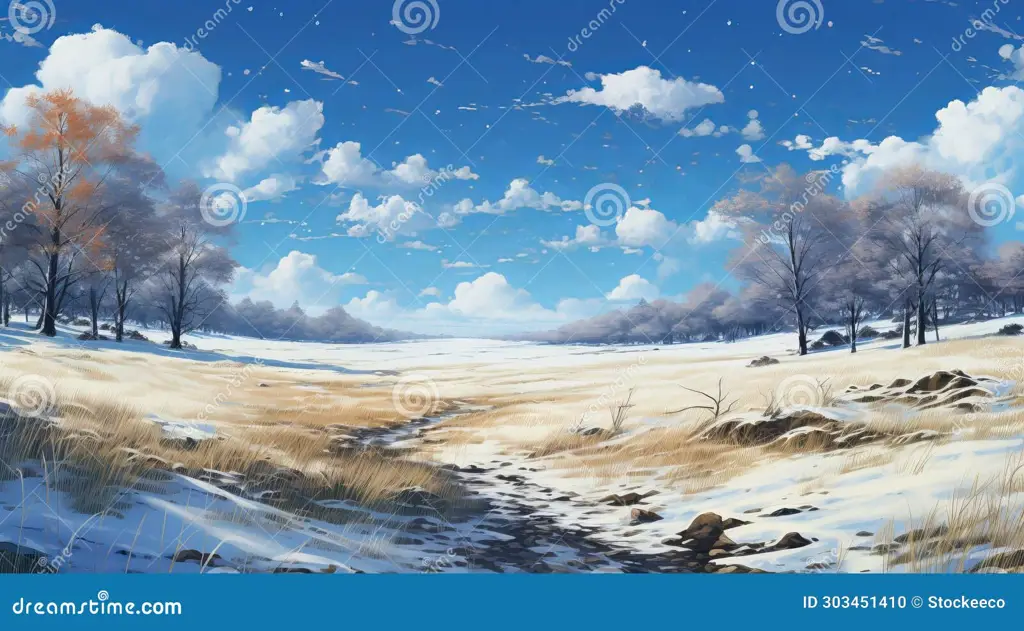 Suasana musim dingin yang indah dalam anime Gambar pemandangan musim dingin anime