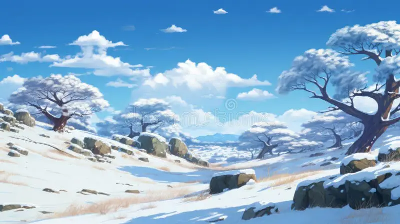 Suasana Musim Dingin dalam Anime Pemandangan musim dingin yang indah, cocok untuk latar anime