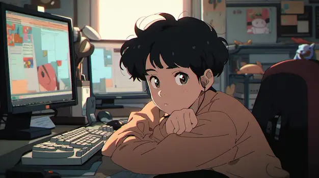Menikmati anime dengan bantuan aplikasi jadwal Seseorang menonton anime di PC dengan aplikasi jadwal anime
