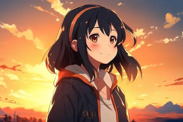 Penggemar anime yang sedang menonton anime dengan senang hati Penggemar anime yang sedang menonton anime dengan senang hati