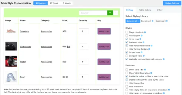 Desain Tabel Anime Kustom Contoh desain tabel jadwal anime custom di WordPress