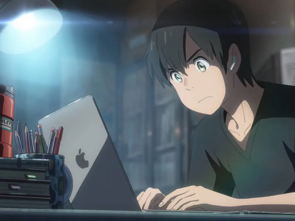 Nikmati Animemu dengan Jadwal Teratur seseorang menonton anime di laptop