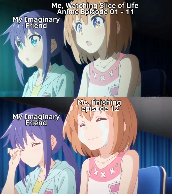 Penggemar Anime yang Antusias Gambar penggemar anime sedang menonton