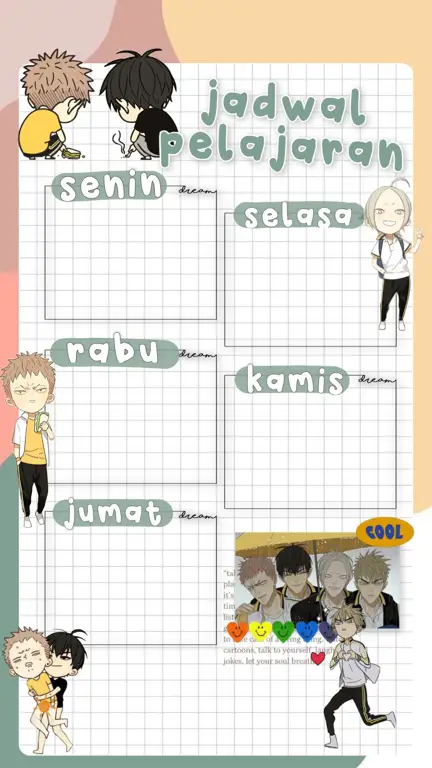 Jadwal Anime Minimalis Contoh jadwal anime dengan gaya minimalis