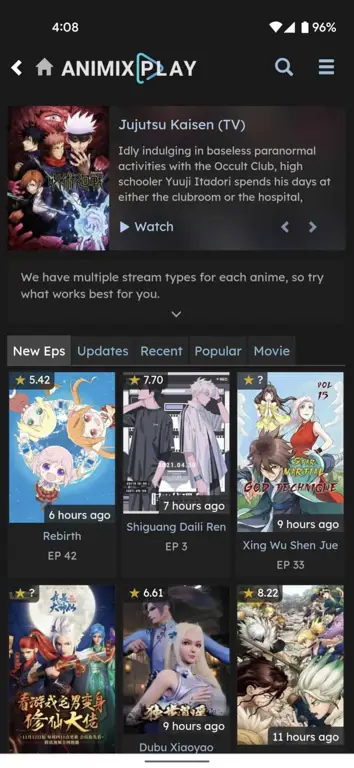 Gambar aplikasi streaming anime di ponsel