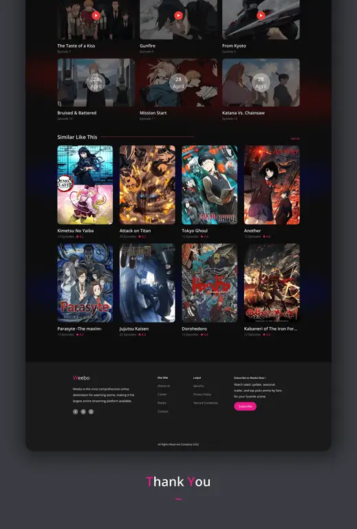 Contoh Antarmuka Situs Streaming Anime Antarmuka situs web streaming anime