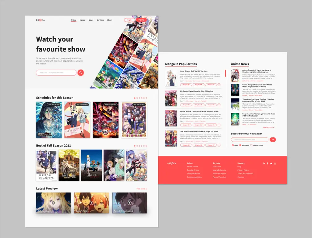 Contoh tampilan website streaming anime Antarmuka website streaming anime