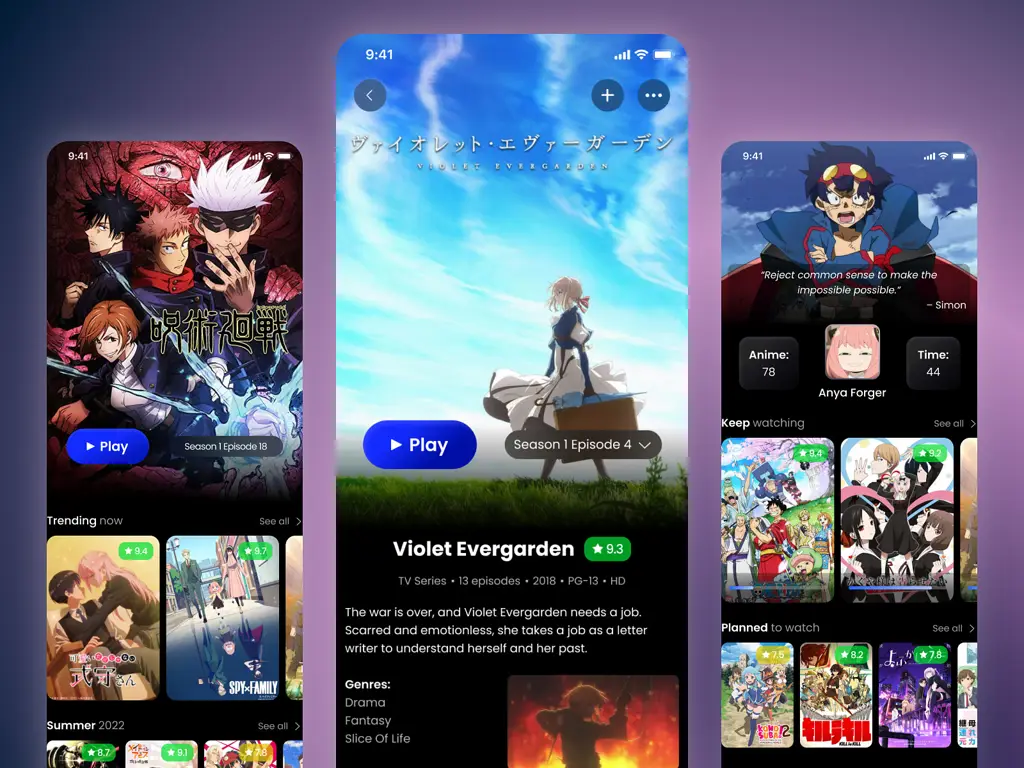 Temukan Anime Favoritmu Antarmuka platform streaming anime