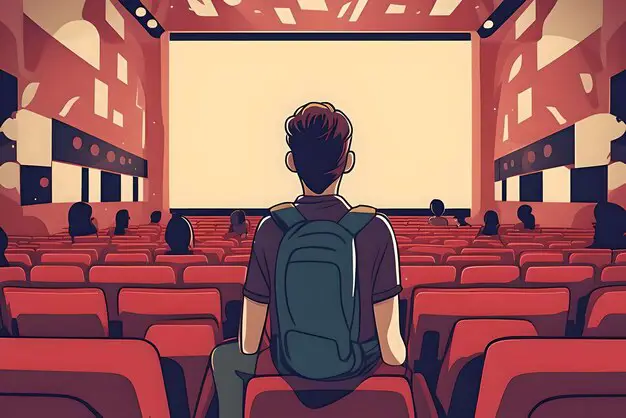 Suasana penonton film anime di bioskop Orang-orang menonton film anime di bioskop