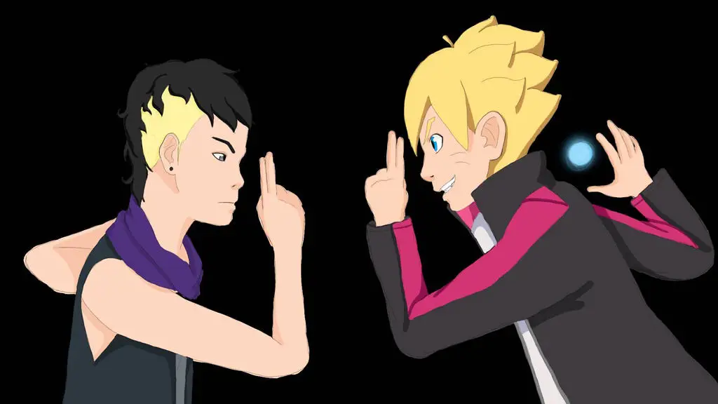 Pertarungan Seru Boruto dan Kawaki Gambar Boruto dan Kawaki sedang bertarung