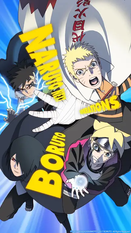 Visual Kunci Anime Boruto Visual kunci anime Boruto yang menampilkan Boruto, Sarada, dan kawan-kawan