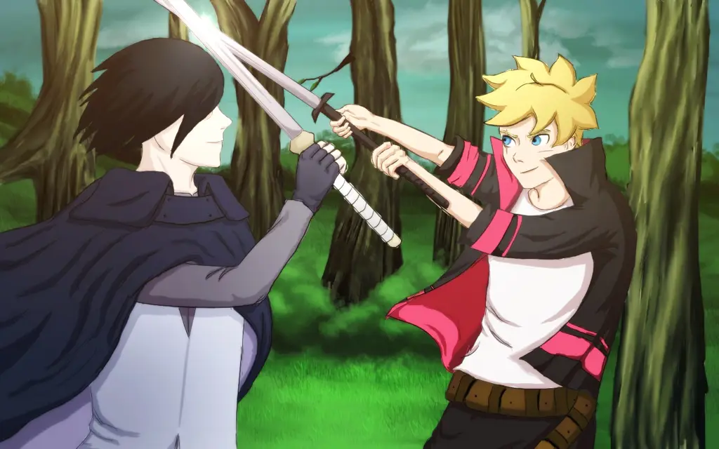 Adegan Pertarungan Menarik di Boruto Gambar karakter Boruto sedang bertarung