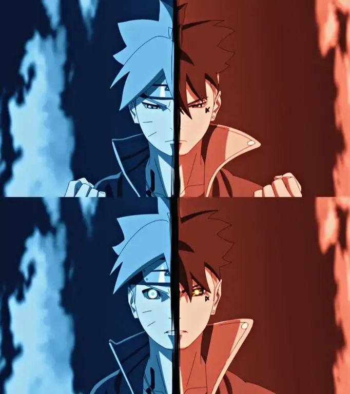 Boruto dan Kawaki dalam Aksi Gambar Boruto dan Kawaki