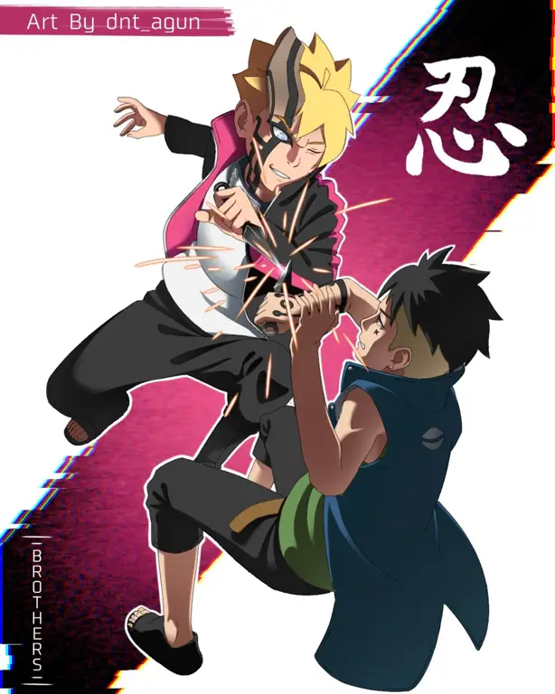 Boruto dan Kawaki dalam Pertempuran Gambar Boruto dan Kawaki