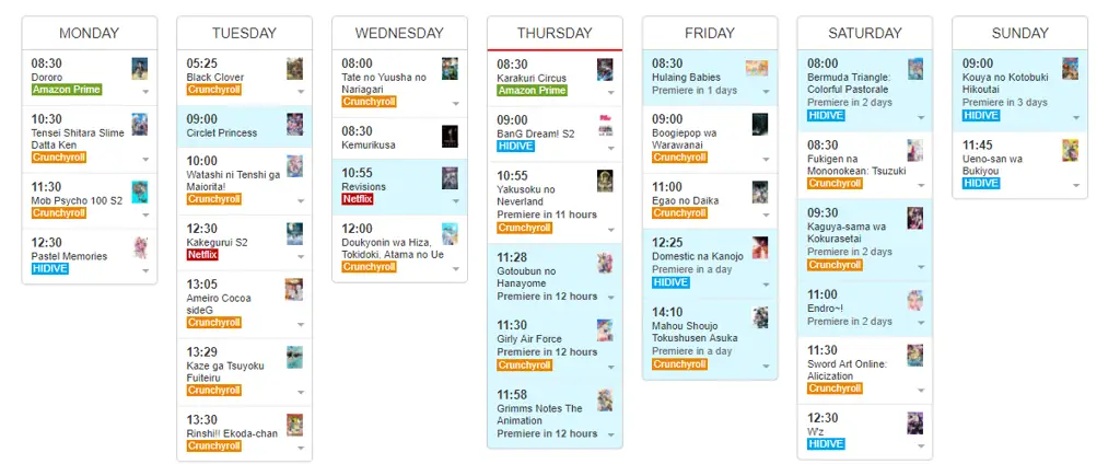 Jadwal Tayang Anime Gambar jadwal tayang anime