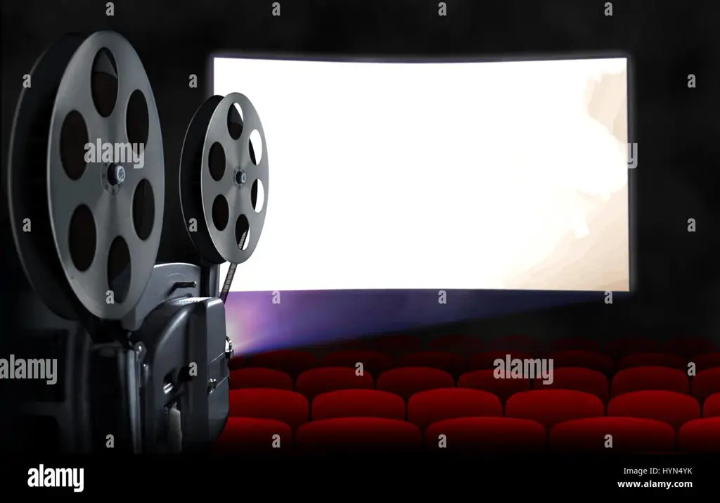 Bioskop Sepi Bioskop yang kosong dengan proyektor menyala