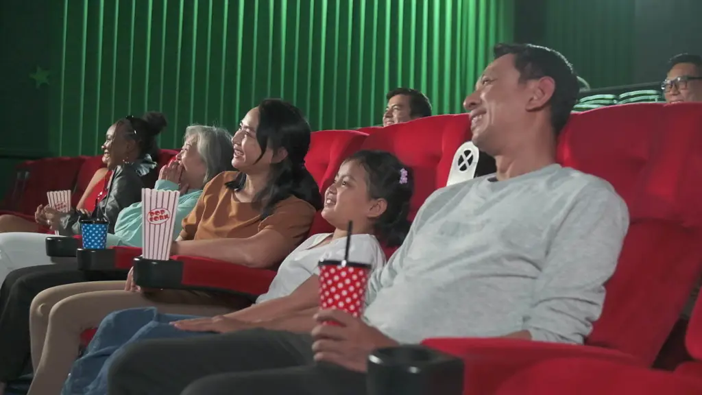 Suasana menonton anime di bioskop Orang-orang yang sedang menikmati film anime di bioskop