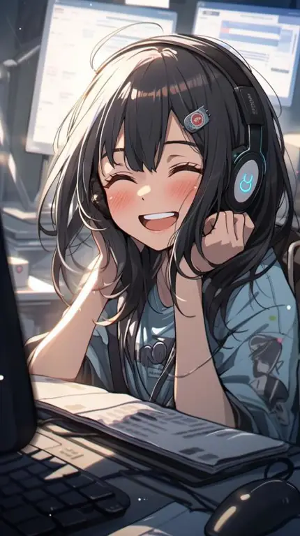 Penggemar Anime yang Bahagia Gambar penggemar anime yang bahagia