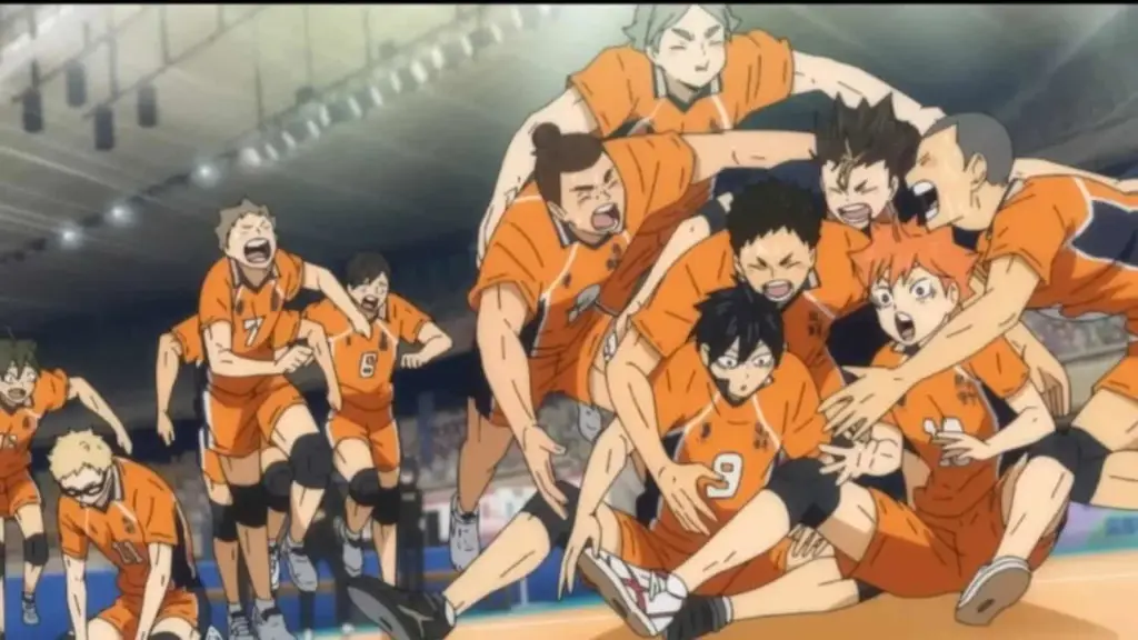 Pertandingan Voli yang Menegangkan Gambar pertandingan voli Anime Haikyuu!!
