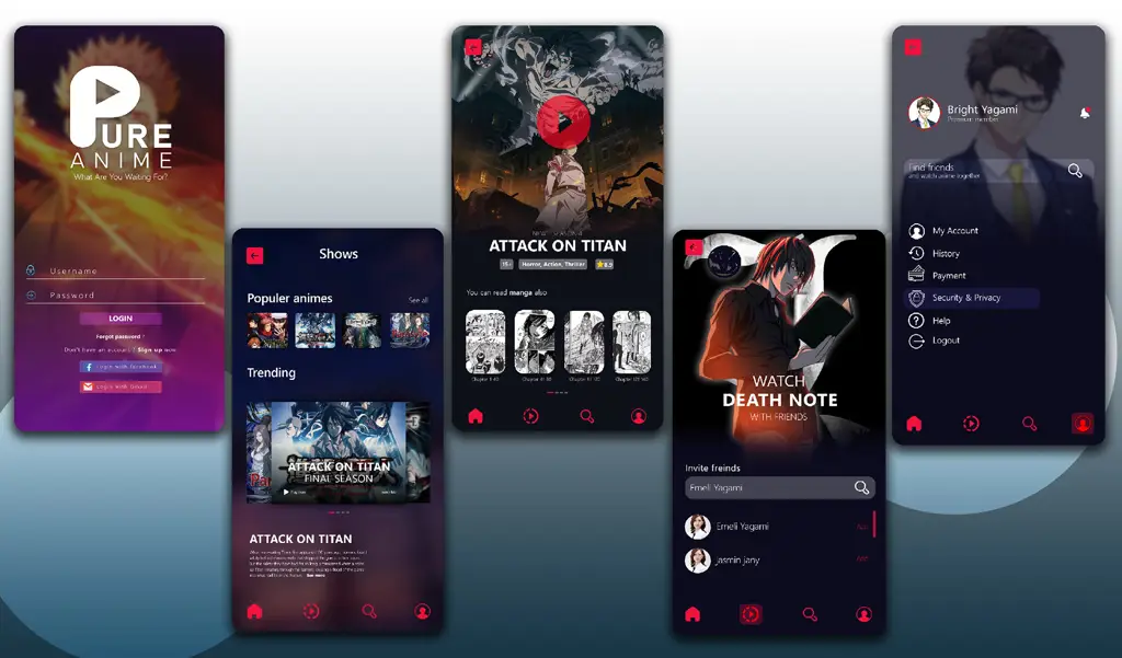 Contoh antarmuka platform streaming yang menampilkan anime Ido Antarmuka platform streaming anime