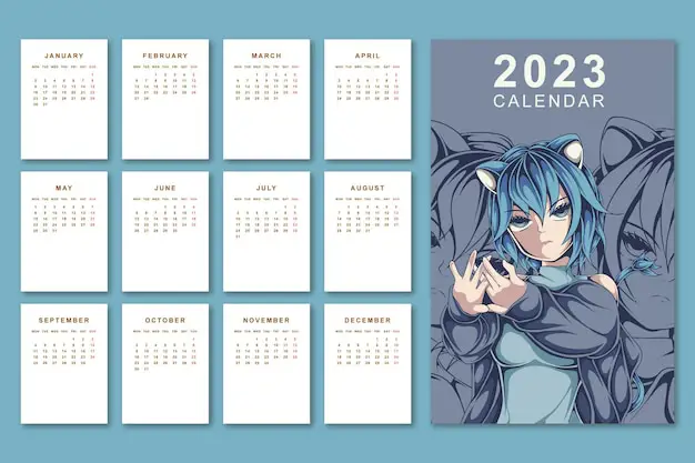 Jadwal Tayang Anime Kalender dengan karakter anime di dalamnya