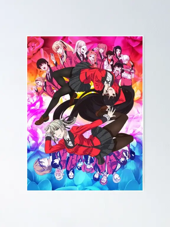 Suasana menegangkan saat para siswa bertaruh Adegan perjudian menegangkan dalam anime Kakegurui XX