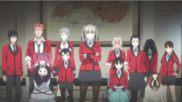 Adegan Judi yang Menegangkan Adegan perjudian menegangkan dalam anime Kakegurui XX.