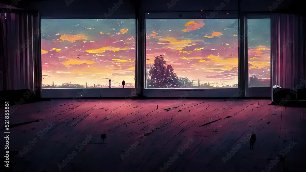 Libur Produksi Anime Studio anime kosong, menandakan libur produksi