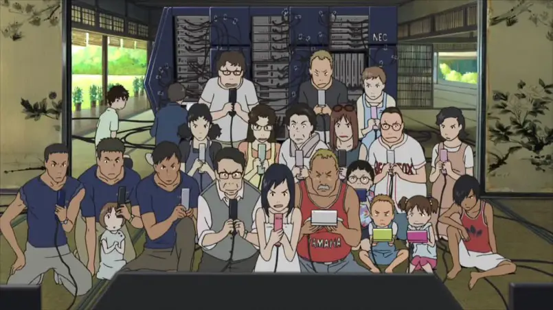 Penggemar Anime di Bioskop Para penggemar anime sedang menonton film di bioskop