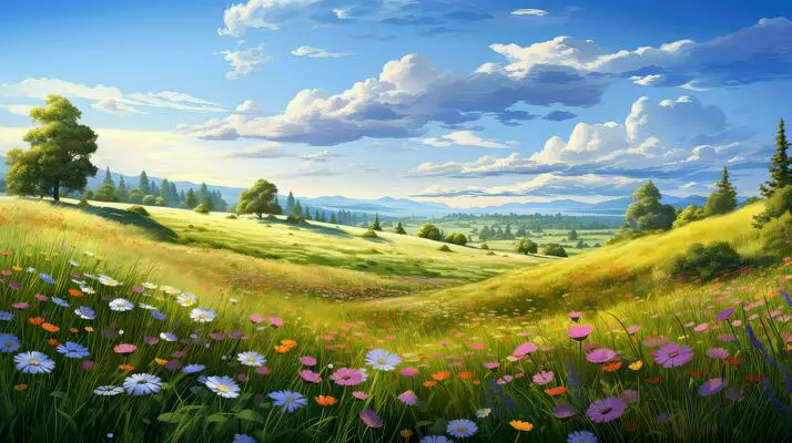 Suasana Musim Panas yang Menyegarkan Gambar pemandangan musim panas yang indah dengan sentuhan anime