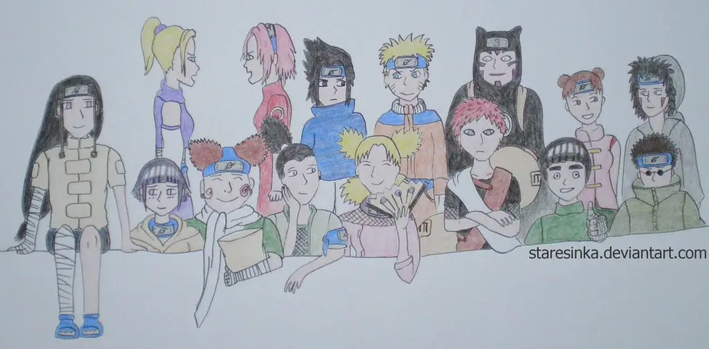 Karakter-karakter Utama Naruto Gambar yang menampilkan karakter utama Naruto dan teman-temannya
