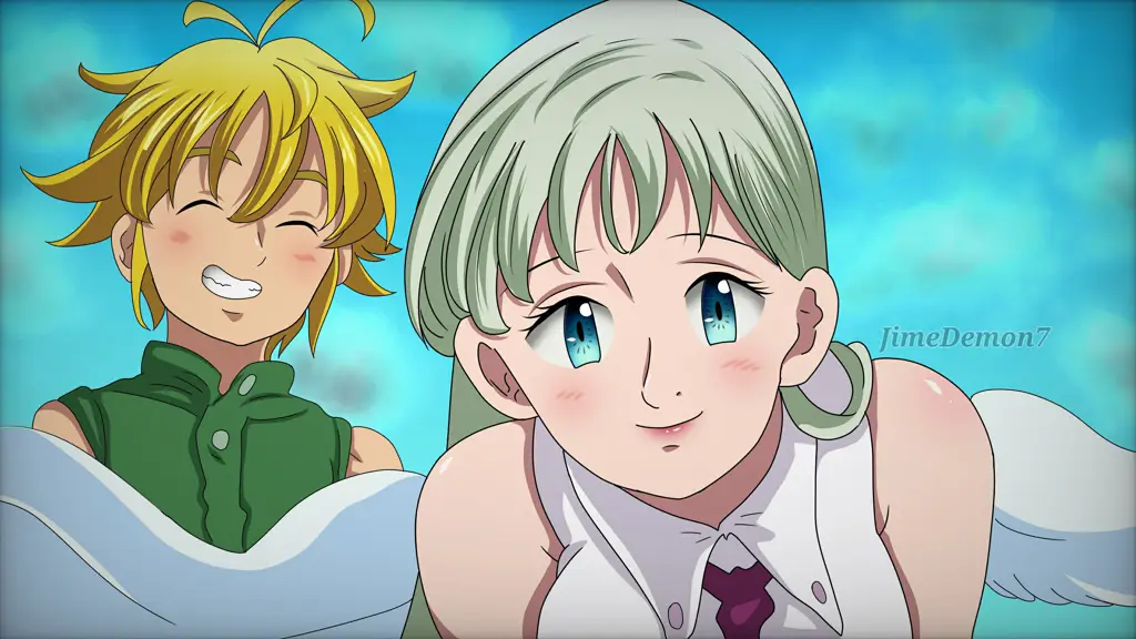 Momen romantis Meliodas dan Elizabeth Gambar Meliodas dan Elizabeth dari Nanatsu no Taizai