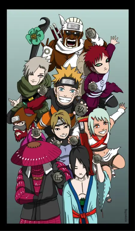 Gambar Naruto, Sasuke, Sakura, dan Kakashi Gambar Kelompok Karakter Naruto