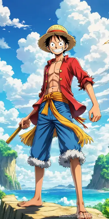 Luffy, kapten dari Bajak Laut Topi Jerami Gambar Monkey D Luffy