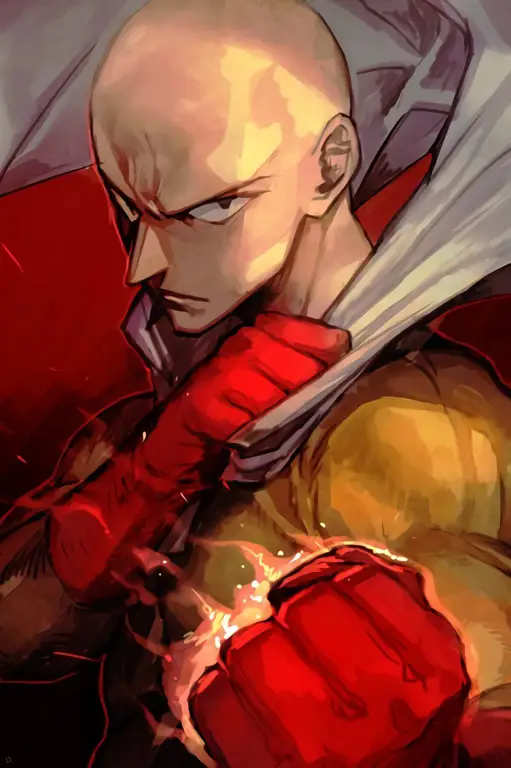 Gambar Saitama yang gagah berani Ilustrasi Saitama dari One Punch Man